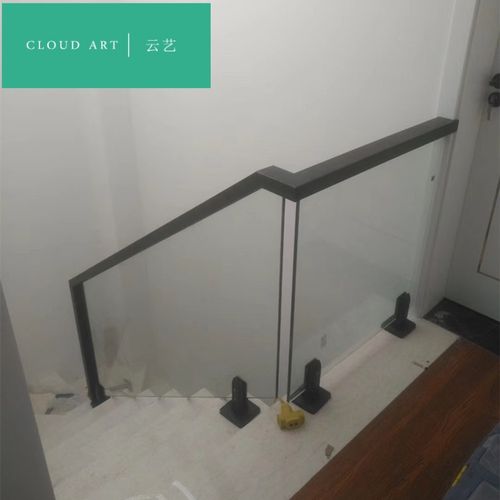 云艺玻璃扶手复式室内护手透明钢化玻璃i栏杆实木楼梯护栏别墅家