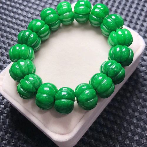 祖母绿翡翠南瓜珠手链财源滚滚干青翡翠手串男女款佛珠手饰礼品