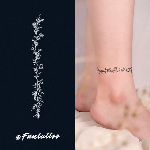 趣好玩花环手链 草本果汁贴纹身刺青防水持久臂环女 玫瑰图案贴纸