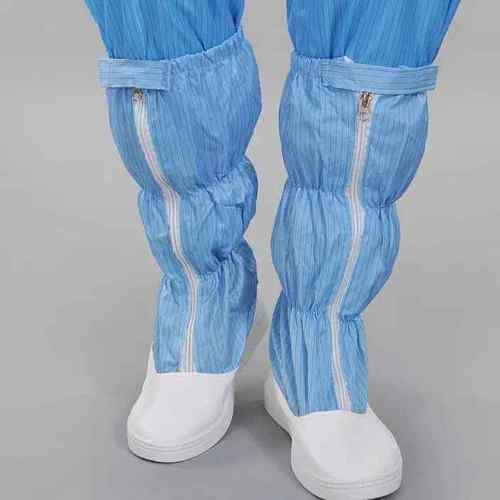 防静电长筒鞋无尘鞋无尘衣连体鞋白蓝防静电洁净工作鞋长筒皮革鞋