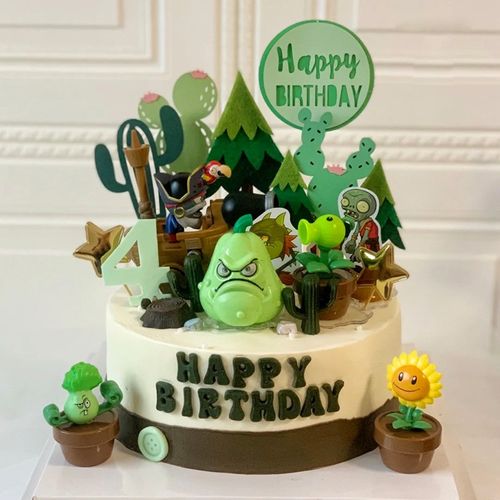 植物大战僵尸游戏儿童卡通生日蛋糕同城配送全国上海北京深圳广州天津