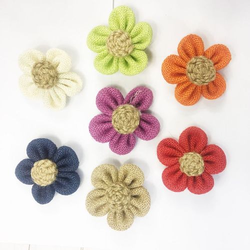 手工diy彩色布花麻布花装饰辅料饰品配件材料包装布艺