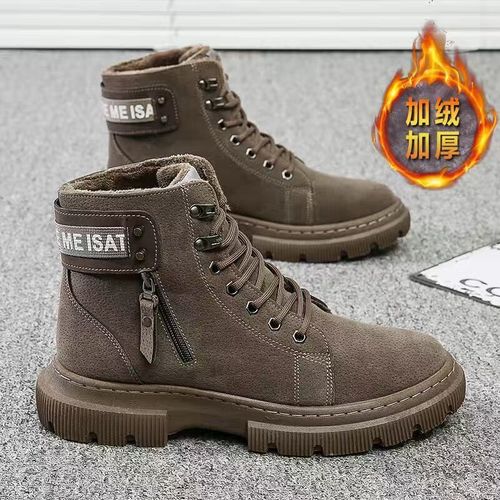 马丁靴男冬季新款高帮加绒加厚保暖棉靴子男韩版防滑耐磨雪地靴男
