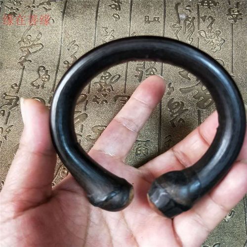 鸡血藤手镯双龙头无节野生天然药藤紫黑藤男女款14 mm粗木手镯