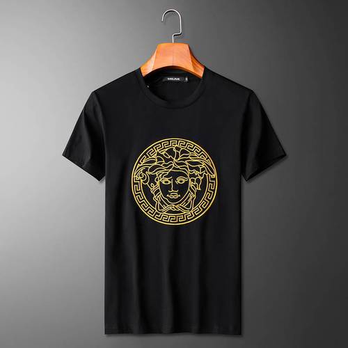 欧洲站网红短袖t恤个性时尚印花半袖瓦萨琪男装刺绣夏季欧货