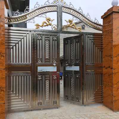 新款不锈钢庭院门别墅户外对开封闭院墙门自建房围墙家用农村大.
