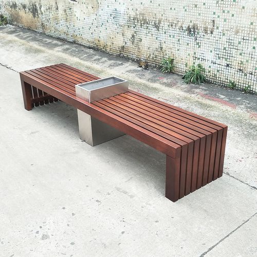 户外长凳商场防腐木休闲坐凳创意景观防腐木长凳现代户外木质长凳