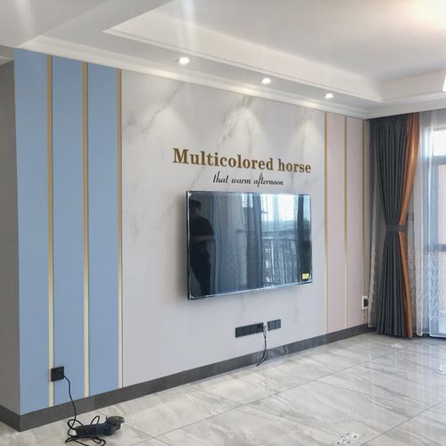 伊尔雅 北欧电视背景墙壁纸现代简约客厅大理石纹几何拼色影视墙壁布