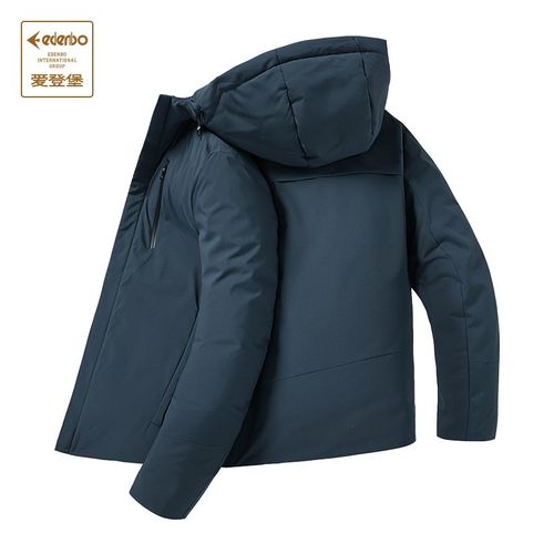 爱登堡冬季羽绒服男士连帽抽绳羽绒外套保暖上衣 藏蓝色 170