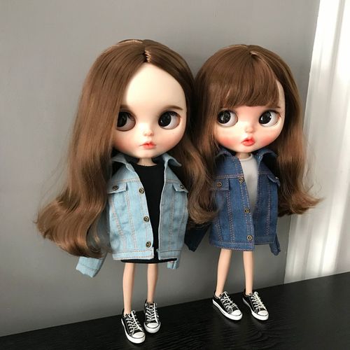 blythe小布娃娃衣服 芭可比儿azone ob24 ob27牛仔外套 手工娃衣