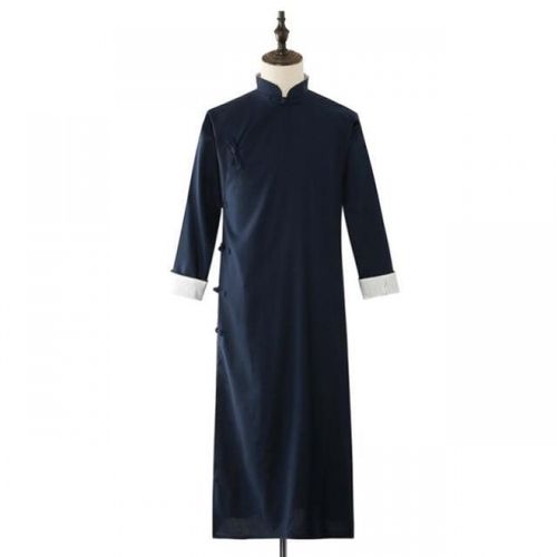 长衫男民国李大钊觉醒年代同款相声大褂中国风男士话剧演出服装 藏青