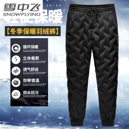 波司登旗下雪中飞品牌中老年羽绒裤男白鸭绒裤子束脚男士冬季大码保暖