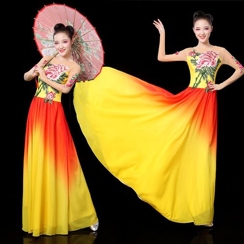新款古典舞服装合唱服长裙开场舞蹈大摆裙成人时尚伞舞台演出服女【6