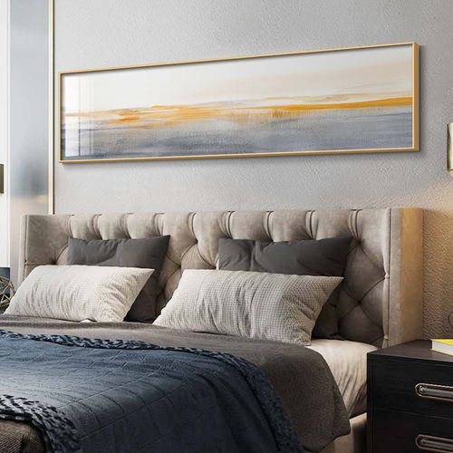 北欧风格卧室床头装饰画抽象艺术壁画现代简约横款酒店房间挂画
