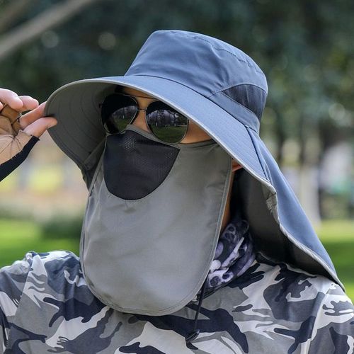 新款大檐渔夫帽男户外防晒钓鱼帽大沿全脸遮阳太阳帽防水垂钓帽子
