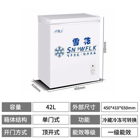 雪花家用冰柜小型冷柜冷藏冷冻转换单温双温冰柜迷你卧式保鲜柜