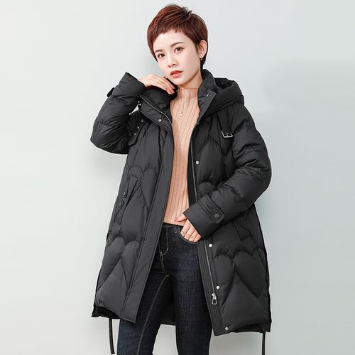 水淼2021年冬装新款嘉彩女装正品水云间休闲大码加厚中长款羽绒服