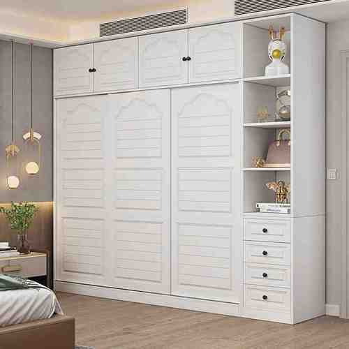 包安装卧室衣柜推拉门现代简约家用大衣橱实木板式移门衣柜定制