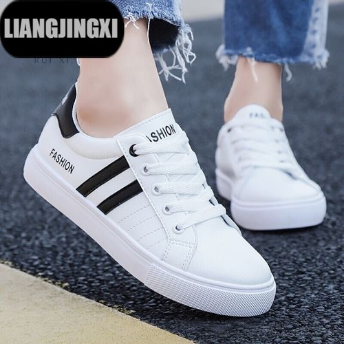 女士中年加肥加大码白色运动鞋板鞋女秋休闲鞋平底小白鞋大码女鞋41