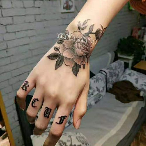 手背花手女抖音同款一份两张包邮防水持久3d仿真男纹身贴纸