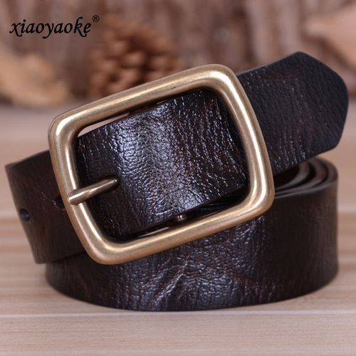 男士皮带真皮纯牛皮腰带男个性休闲牛仔裤带铜扣皮带男头层纯牛皮