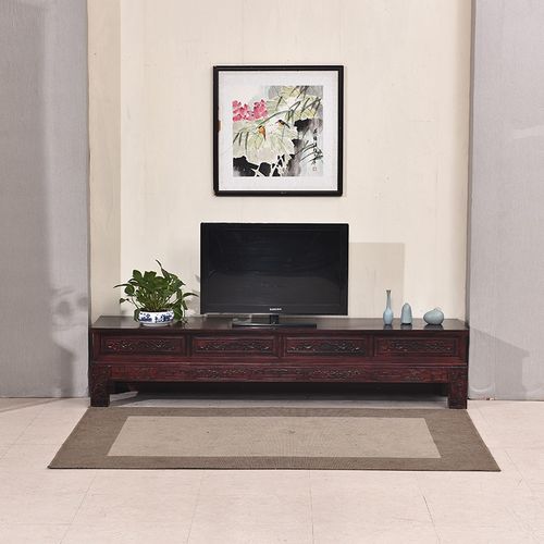 明清仿古实木四抽象头电视柜摆放柜中式现代简约电视柜客厅卧室