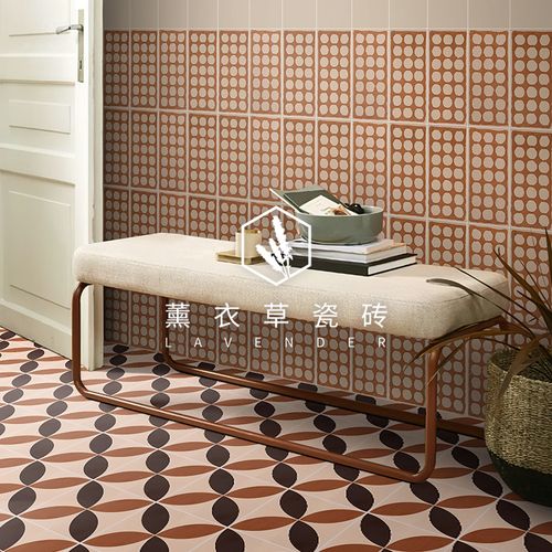 赤贫风小花砖复古瓷砖美式地砖浴室卫生间墙砖花园阳台哑光花片