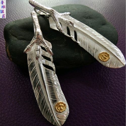 鲁班银匠ken kikuchi菊地健建手工1=1复刻鹰爪羽毛点金吊坠银爪