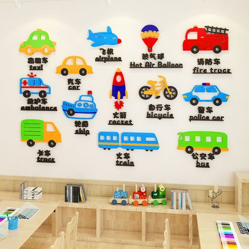认识交通工具墙贴画创意儿童房间卧室布置幼儿园环创主题墙面装饰