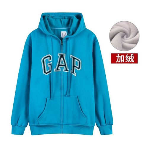 新款gap潮流卫衣男女ins秋冬加绒宽松拉链百搭连帽情侣棉服外套