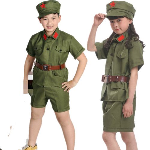 少儿红军装表演出套装中小学生大合唱童装开场舞蹈衣儿童军服军绿
