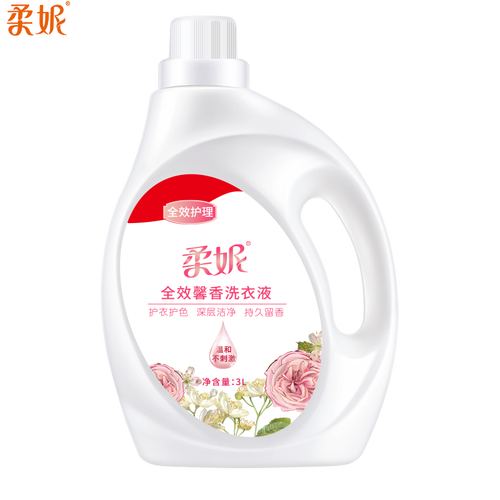 柔妮 全效馨香氛洗衣液 3kg大瓶套装手洗机洗衣物清洁香味持久可洗