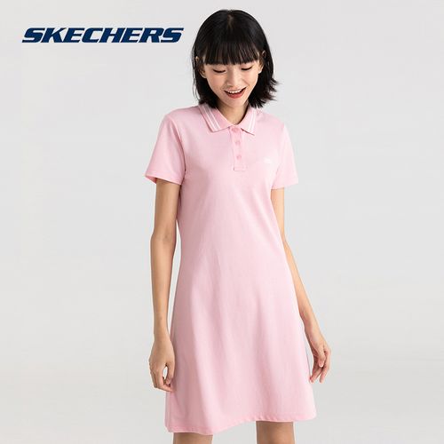 skechers斯凯奇女装连衣裙官方旗舰店女裙翻领短袖休闲运动裙子女