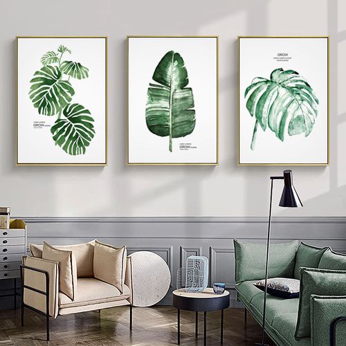 北欧树叶小清新绿植客厅龟背竹装饰画现代简约植物沙发背景墙挂画