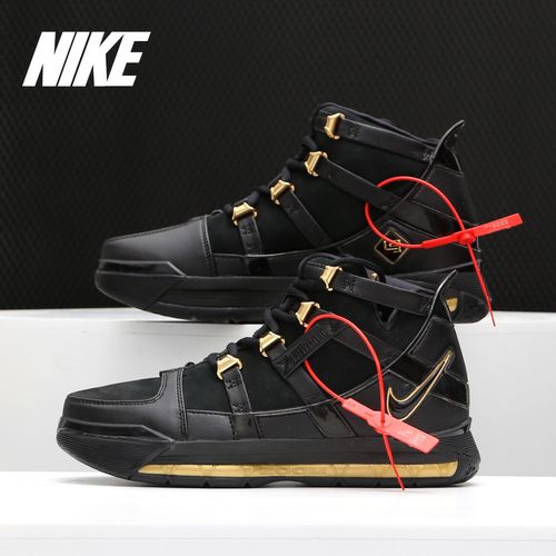 nike/耐克正品 zoom lebron iii詹姆斯3代男运动黑金篮球鞋ao2434