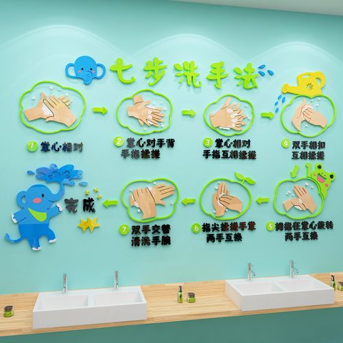 七步洗手法墙面贴纸画幼儿园墙面装饰厕所环创培训机构主题文化骤
