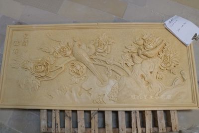 砂岩浮雕背景墙花开h富贵装饰壁画别墅庭院外墙装饰