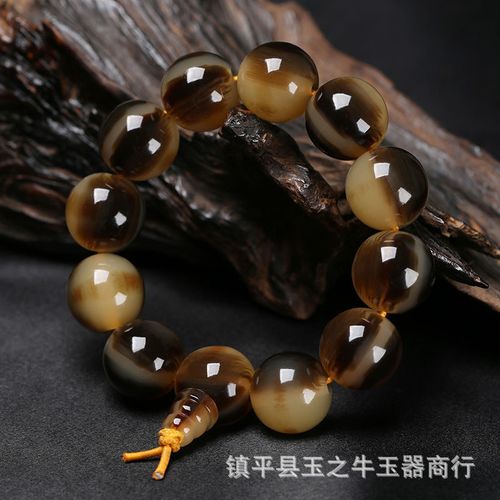 牦牛角手串链18念珠男女士文玩老料耗牛角佛珠手链直播款