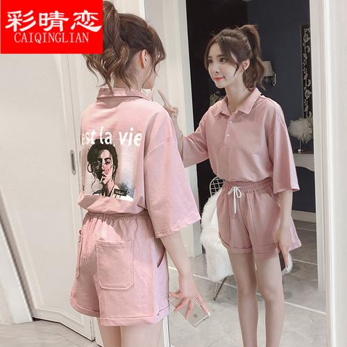运动套装少女生夏装2021新款初中高中学生韩版俏皮时尚休闲两件套