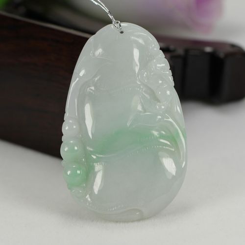正品a货天然翡翠玉浅绿色厚装节节高竹节竹子 吊坠挂件包邮