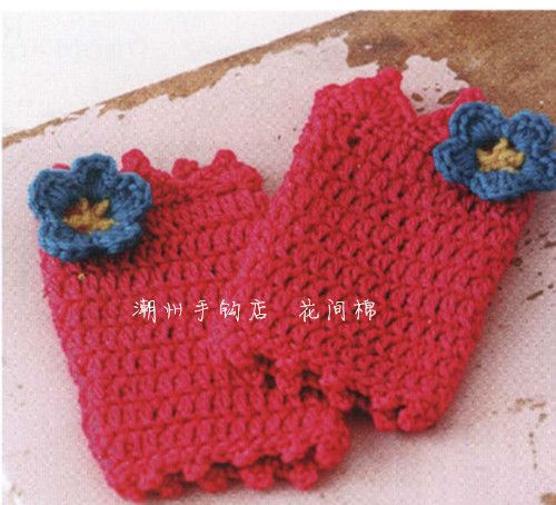 日系森女手工钩花小花装饰毛线半指手套