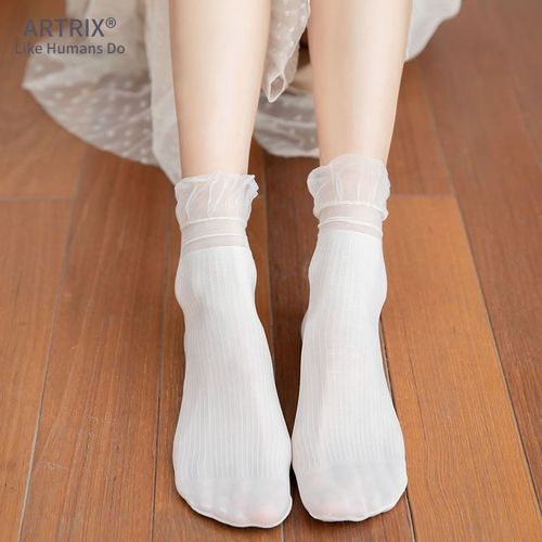 白色女袜花边袜jk袜洛丽塔lolita蕾丝少女袜子丝袜超薄中筒短袜子
