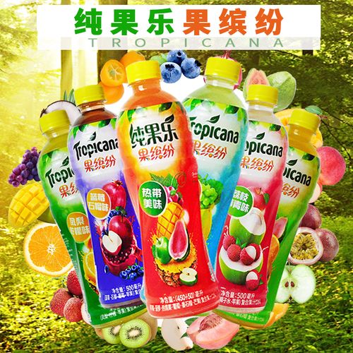 果缤纷纯果乐复合果汁饮料蓝莓石榴水果味500ml*9瓶整箱多省包邮