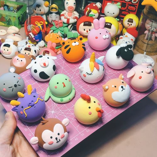 超轻粘土手工 diy材料包笔套娃娃 12十二生肖小动物