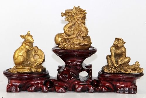 生肖属鼠龙猴吉祥物纯铜申子辰三合贵人三合水局摆件五行补水