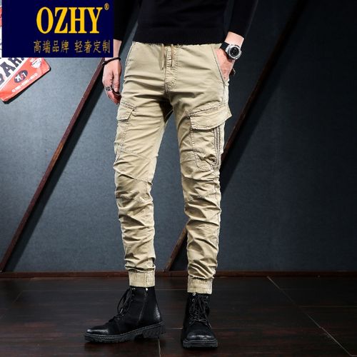 ozhy国际高端品牌轻奢男装高端潮牌工装裤男2021秋季宽松束脚牛仔男士