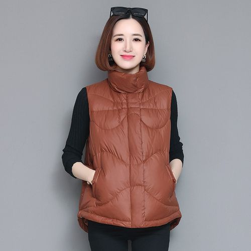 羽绒马甲女秋冬短款背心羽绒服2021新款妈妈休闲百搭