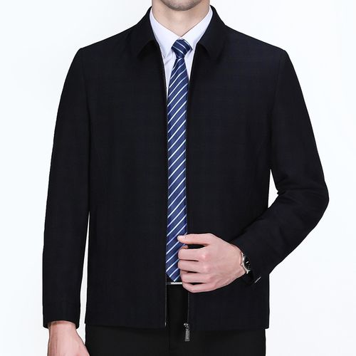 圣得西男装官方旗舰店2022春秋季新款男式夹克中老年男士翻领羊毛