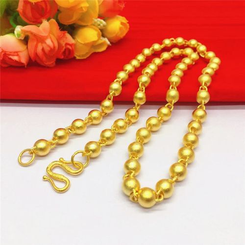 全新正宗男士24k泰国越南纯沙金黄金圆珠项链男女999正品久不掉色