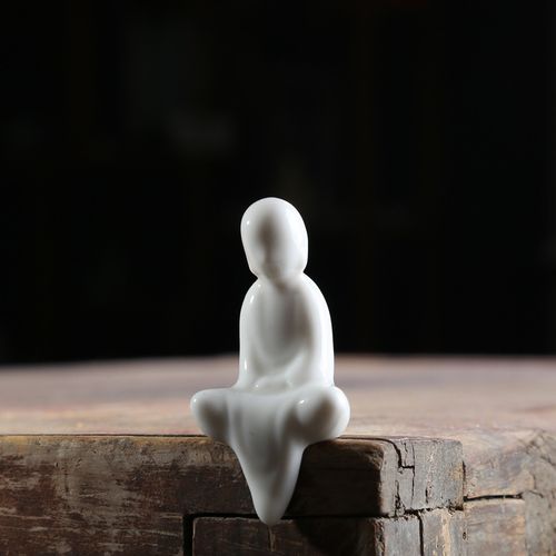 小生手工陶瓷人i物盆景鱼缸装饰品白瓷小和尚中式迷你小号摆件